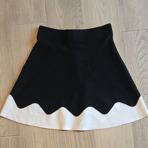 Zara Black A-Line Skirt with White Wave Hem